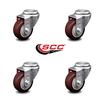 Service Caster 3 Inch Maroon Polyurethane Wheel Swivel Bolt Hole Caster Set SCC-BH20S314-PPUB-MRN-4